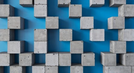 Concrete Block on Blue background design