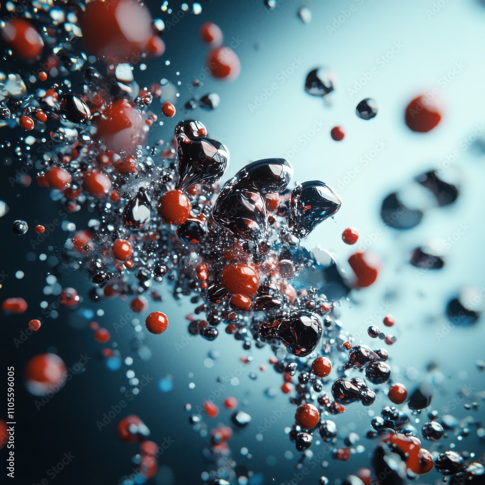 Poster visualizing quantum fluid dynamics molecular movement in technological environments with a focus on 