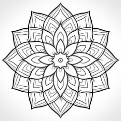 mandala coloring book for adults and kids. Simple shape mandala flowers, abstract floral elements.