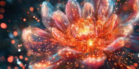 Fototapeta premium Futuristic Luminous Flower Abstract Digital Art Energy Bloom