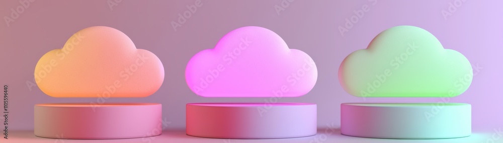 Poster 3 clouds, orange cloud, pink cloud and green cloud as visualizing cloud-based ci systems layers of g