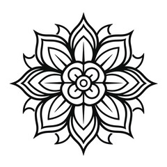 mandala coloring book for adults and kids. Simple shape mandala flowers, abstract floral elements.