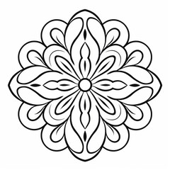 mandala coloring book for adults and kids. Simple shape mandala flowers, abstract floral elements.
