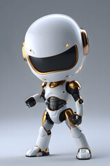 White gold robot suitable for technology, AI, robotics themes for web design, advertising, social media, and educational content creation