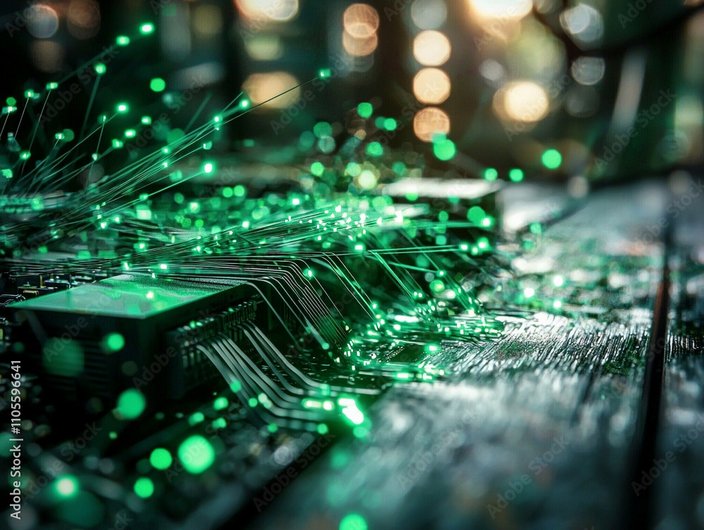 Poster ai generates innovative technology in a digital environment exploring circuitry and connectivity