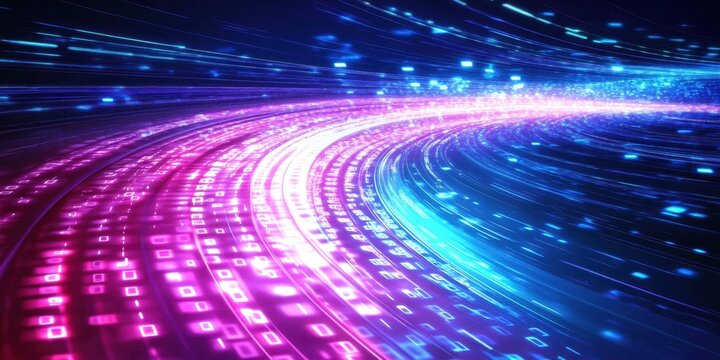 Abstract vector illustration of binary code flowing i