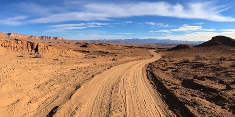 Scenic Desert Road in Chile: A Serene Journey Through Breathtaking Landscapes, Featuring Unique Terrain, Clear Sky, and Endless Horizons