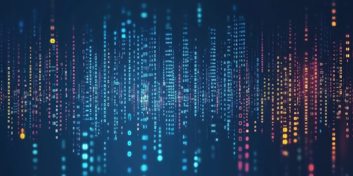 Abstract vector illustration of binary code flowing i