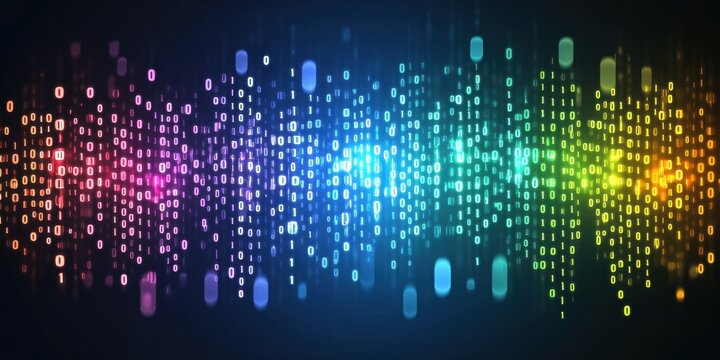 Abstract vector illustration of binary code flowing i