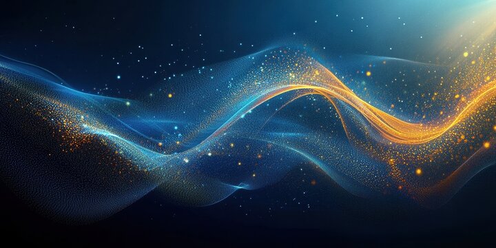 Abstract vector illustration of binary code flowing i
