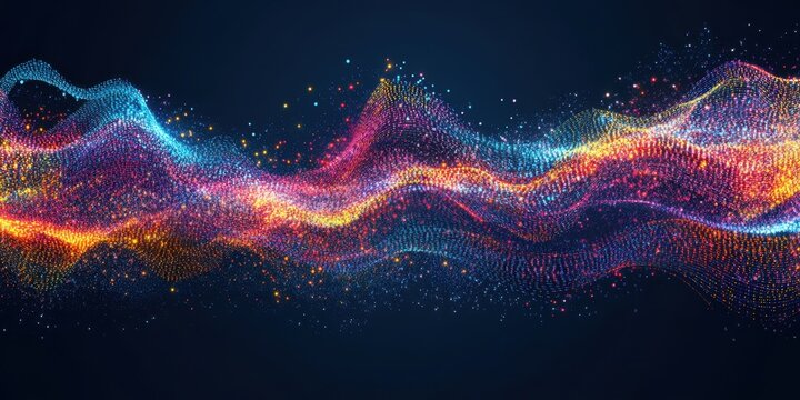 Abstract vector illustration of binary code flowing i