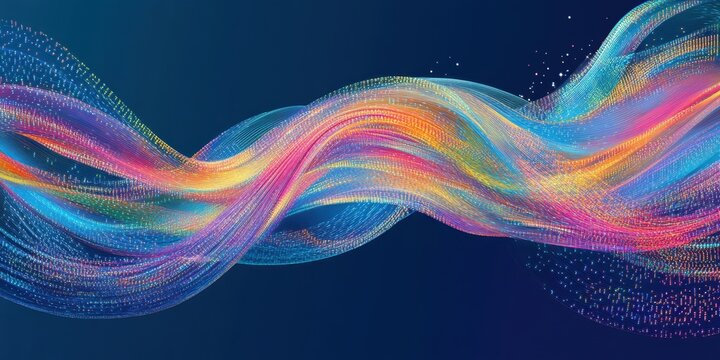 Abstract vector illustration of binary code flowing i