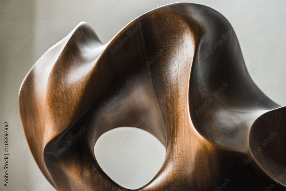 Aufkleber a captivating wooden sculpture showcases smooth, flowing curves and an intricate design. its fluid l