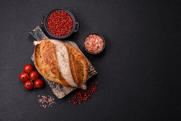 Homemade fresh crispy wholemeal bread