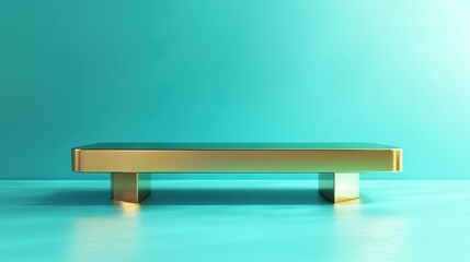 Gold Table Teal Background.
