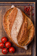 Homemade fresh crispy wholemeal bread