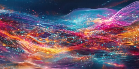 Fototapeta premium An abstract representation of data flow featuring str