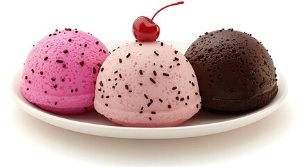 A clip art of a bowl of ice cream with sprinkles and a cherry on top on a white background