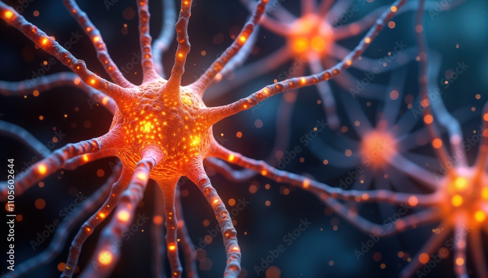 Poster neurological, psychiatric disorders caused by neurotransmitter imbalances shown. illustration displa