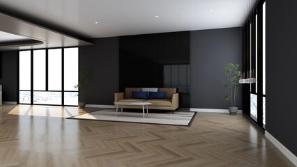 modern 3d render office lobby waiting room for company logo mockup