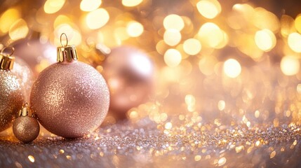 Golden holiday bokeh lights: Soft pink and gold bokeh on a warm backdrop create a luxurious yet festive look, ideal for Christmas and holiday product displays.