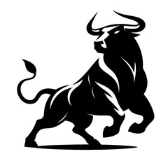 Black and white rhinoceros vector silhouette isolated on transferred background, cut out