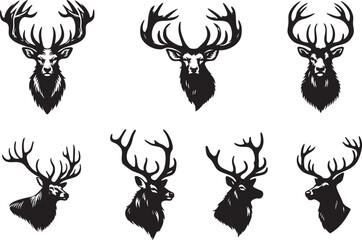 Minimalist Elk Head Vector Silhouette