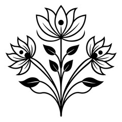 Minimal Botanical Sketch, Trendy Tiny Tattoo Design Floral Elements Vector

