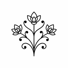 Minimal Botanical Sketch, Trendy Tiny Tattoo Design Floral Elements Vector
