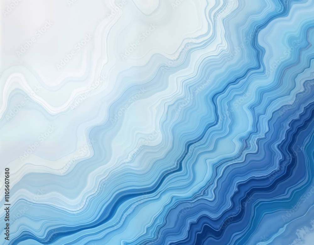 Aufkleber abstract marble design with blue, white flowing patterns. fluid lines create mesmerizing visual effe