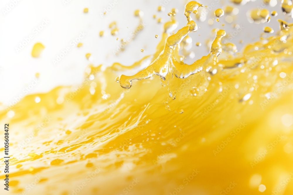 Poster A burst of yellow liquid splashes energetically, conveying vitality and vibrancy, capturing the zest of life with a dynamic blend of color and movement.