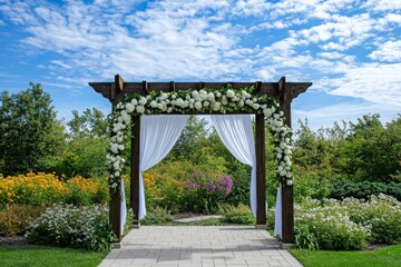 A decorative wedding arch used in wedding reception.
