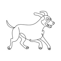 Single line art of dog vector art illustration