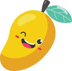 Cute mango fruit clipart set on a transparent background