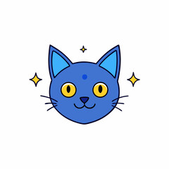 Cute Cat Face Sticker Vector – Perfect Illustration for Logos & Icons