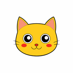 Cute Cat Face Vector Sticker – Ideal for Logos, Icons & Illustrations