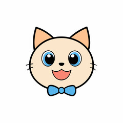 Adorable Cat Face Sticker Vector Art – Perfect for Creative Logos & Icons