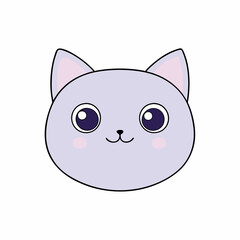 Cute Cat Face Sticker Vector Art – Perfect for Logos, Icons & More