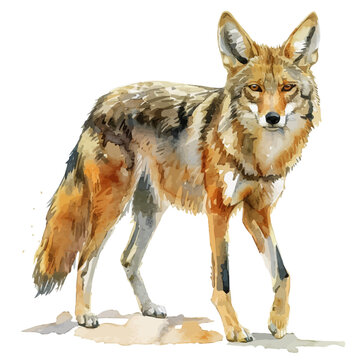 recommend clip art: A watercolor drawing of Golden Jackal, isolated on a white background. Golden Jackal vector.