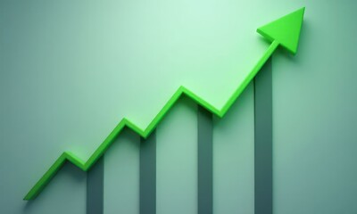 Green arrow pointing upwards. Arrow has the shape of triangle