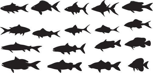 Fototapeta premium Tropical Fish Silhouette Vector Art