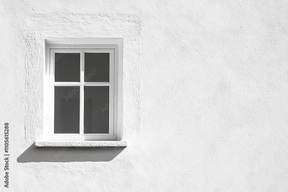 Aufkleber A minimalist image featuring a white wall with a window that casts artful shadows, highlighting simplicity, geometric form, and the play of light and shadow.