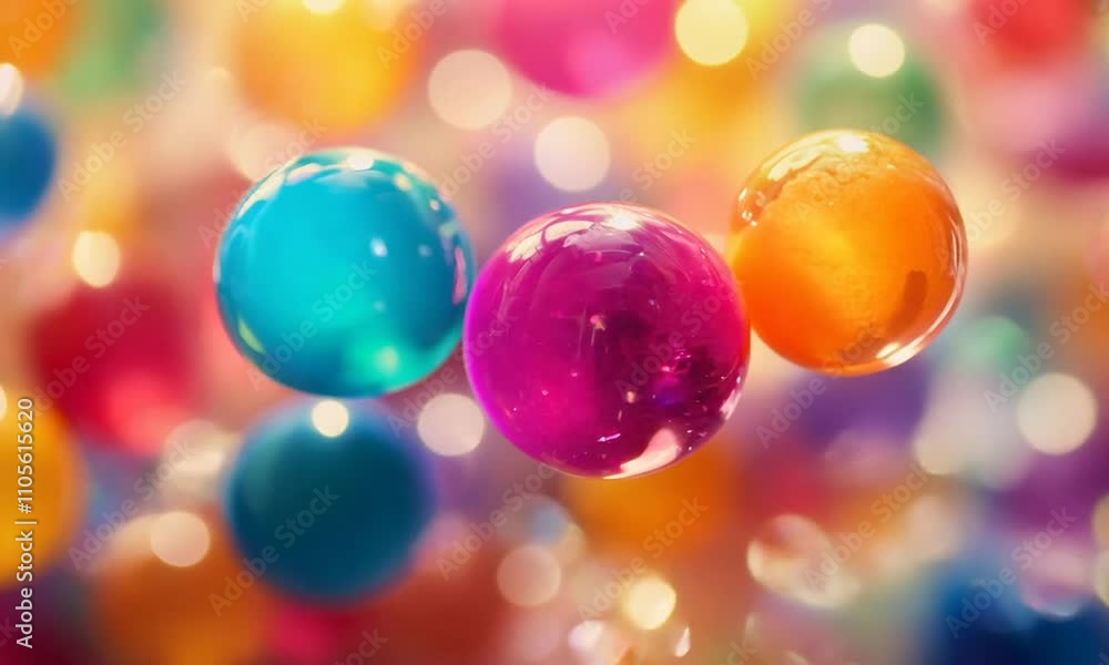 Aufkleber vibrant floating colorful spheres against bright blurry background joyful abstract art : generative 