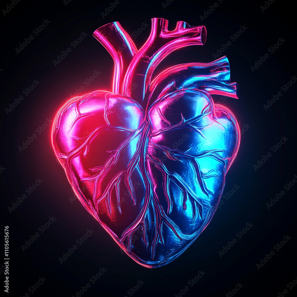 Poster ai-generated heart art digital creation modern technology abstract environment futuristic viewpoint 