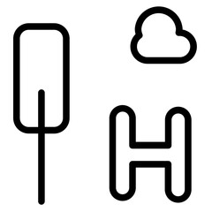 Building City Park Line Icon