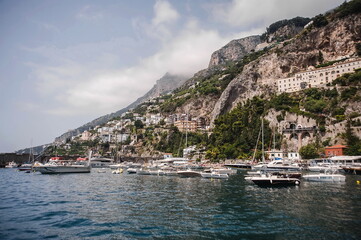 view of the town of Amalfi from the sea