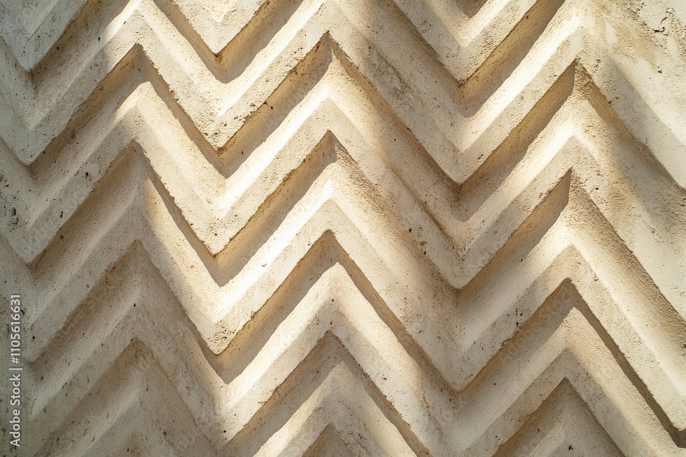 Aufkleber a visually striking abstract design featuring a zigzag pattern embossed on a textured beige surface,