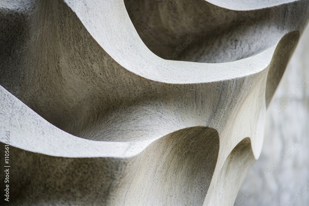 Aufkleber This photograph features a stone surface carved with wave-like grooves, creating a dynamic and captivating visual effect of movement and rhythm.