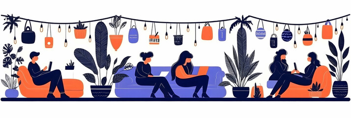 Cozy Workspace Illustration: People Working Remotely