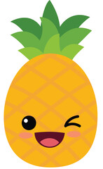 Cute pineapple fruit clipart set on a transparent background